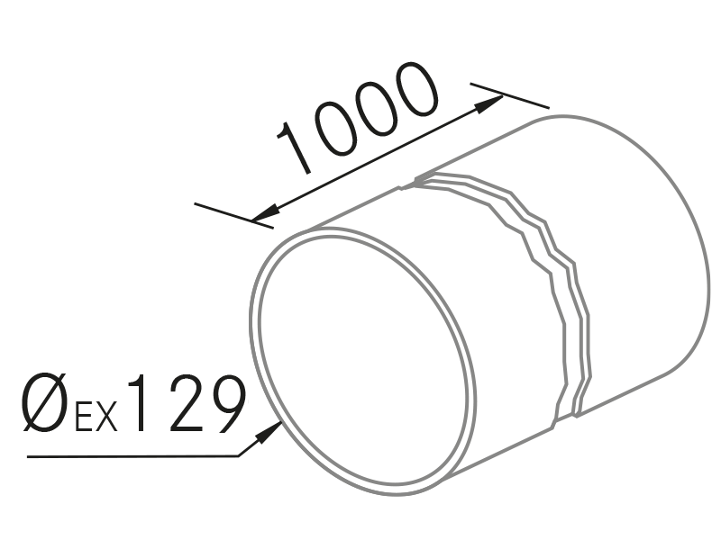 Exaustores - Conducto redondo 1m. Ø125 - Plano técnico