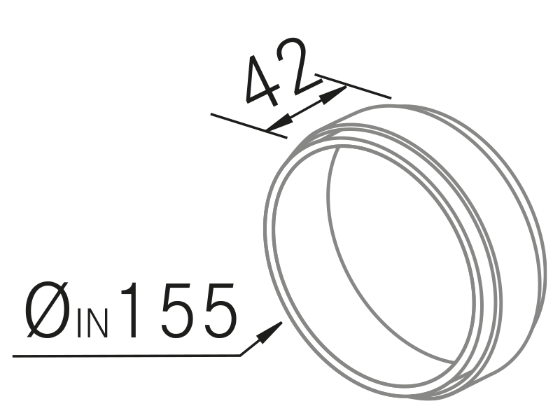 Exaustores - Conector conducto redondo Ø150 - Plano técnico